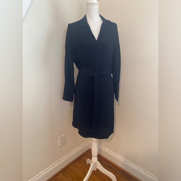 Massimo Dutti Tie Detail Navy Blue Dress Size 6 NWT - Picture 7 of 8